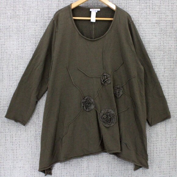 Cheyenne Tunic Dress Womens 2X Brown Pullover Long Sleeve Floral Embroidered - Picture 1 of 9